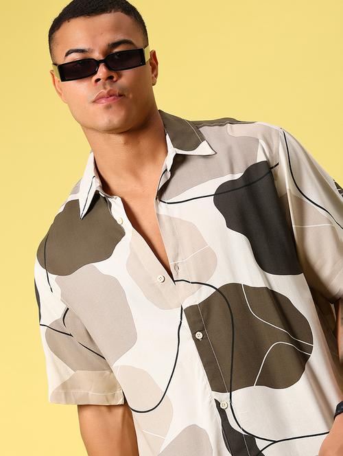 men printed short sleeve regular fit casual shirt - 21936801 - Standard Image - 0