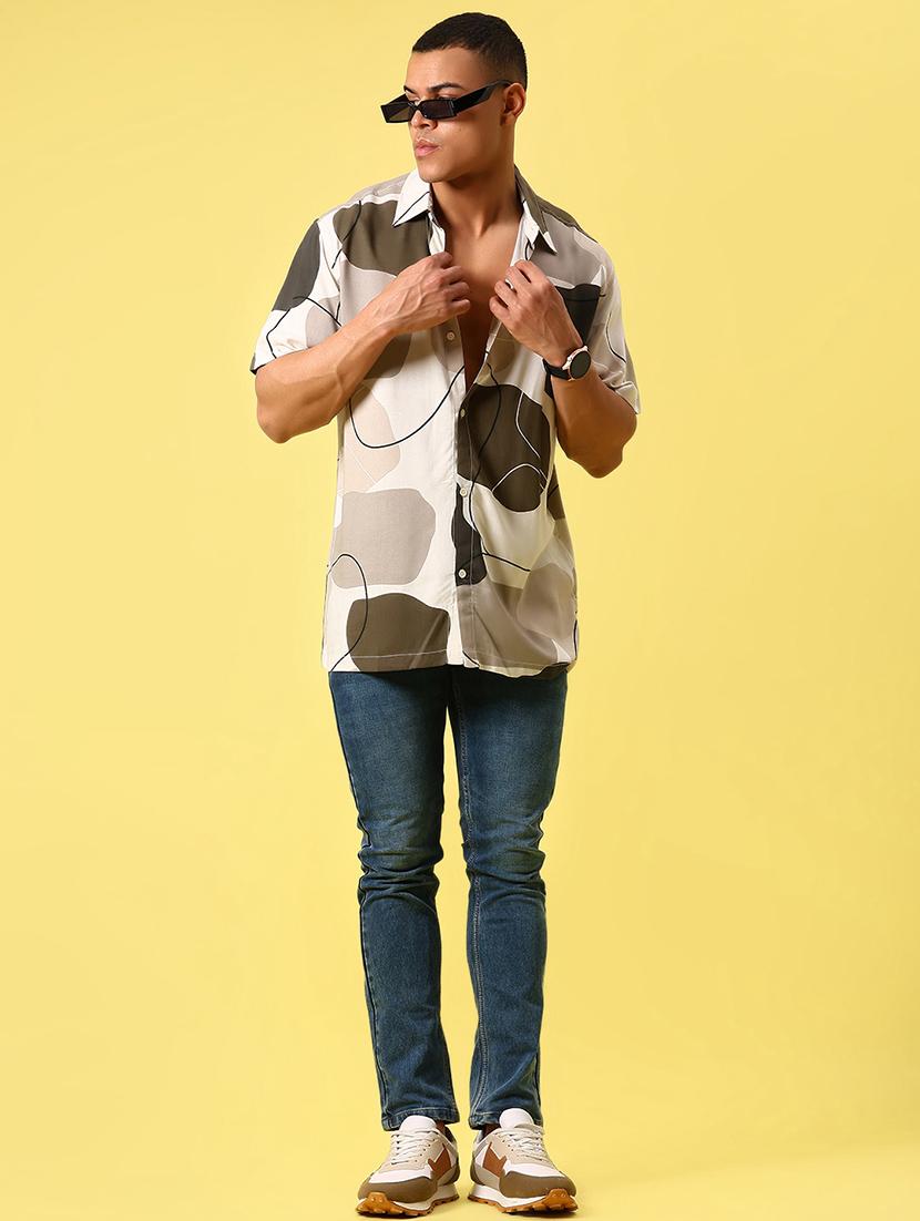 men printed short sleeve regular fit casual shirt - 21936801 - Standard Image - 5