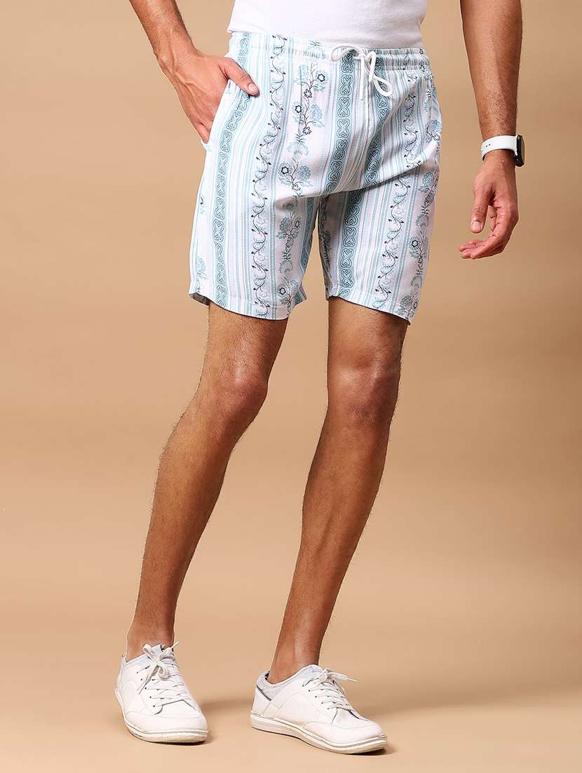 men light blue printed mid rise shorts - 21936805 -  Standard Image - 3