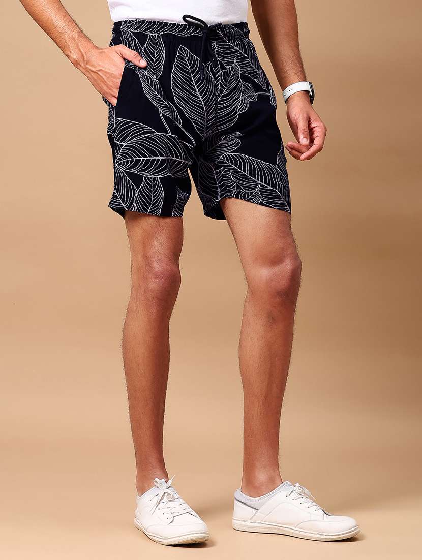 men navy blue printed mid rise short - 21936806 -  Standard Image - 3