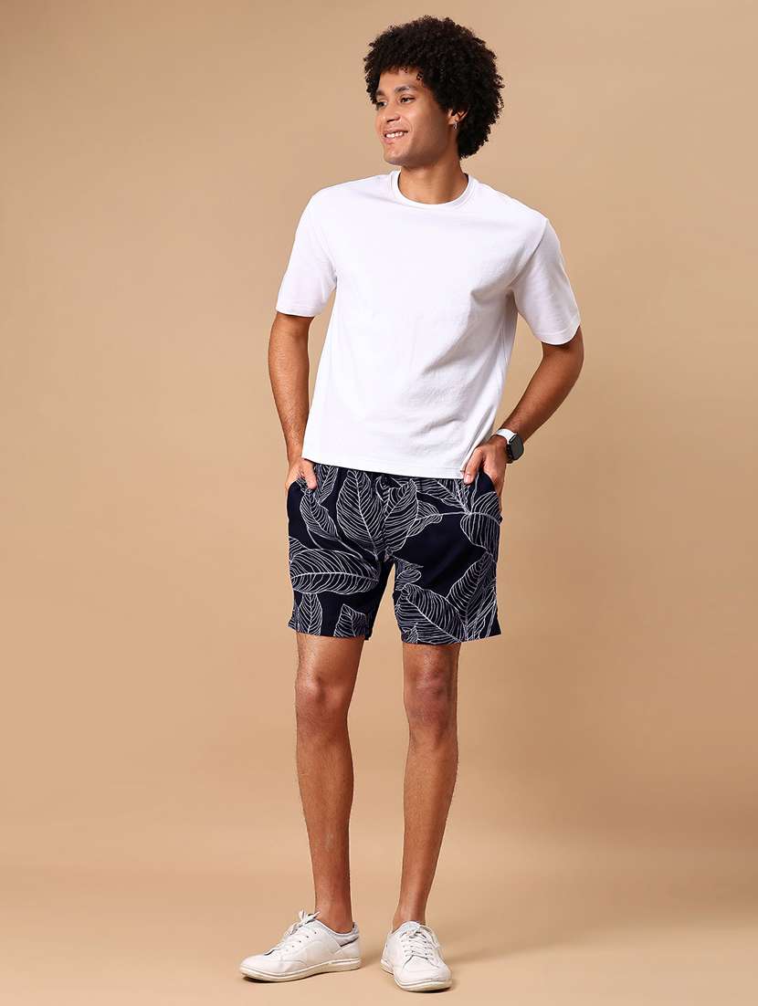 men navy blue printed mid rise short - 21936806 -  Standard Image - 5