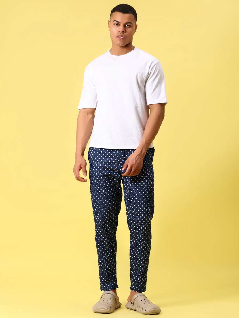 men navy blue printed mid rise pyjama - 21936813 -  Standard Image - 5