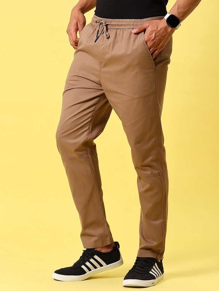 men brown solid mid rise full length trouser - 21936815 - Standard Image - 3