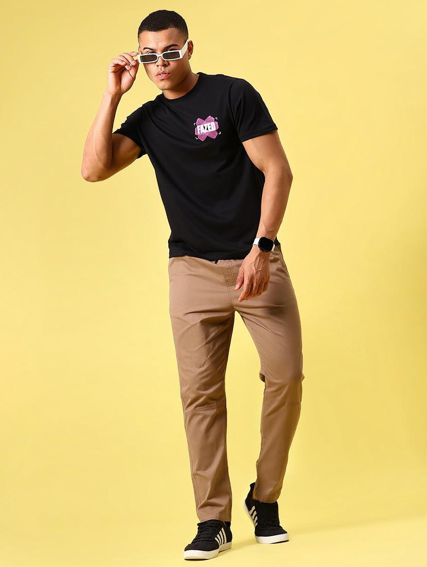 men brown solid mid rise full length trouser - 21936815 - Standard Image - 5