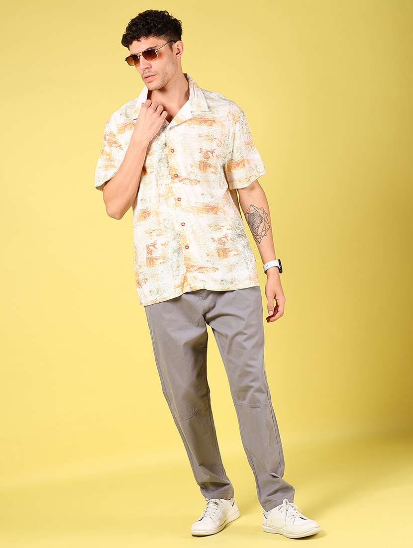 men grey solid mid rise full length trouser - 21936816 - Standard Image - 5