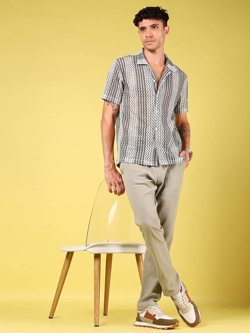 men olive solid mid rise full length trouser - 21936818 -  Standard Image - 5