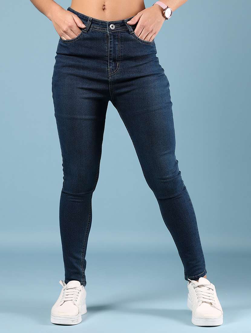 women solid mid rise skinny fit jeans - 21936859 -  Zoom Image - 0