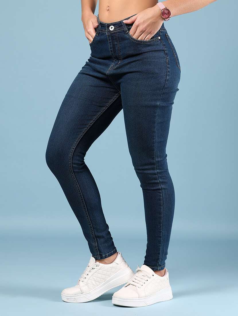 women solid mid rise skinny fit jeans - 21936859 - Standard Image - 3