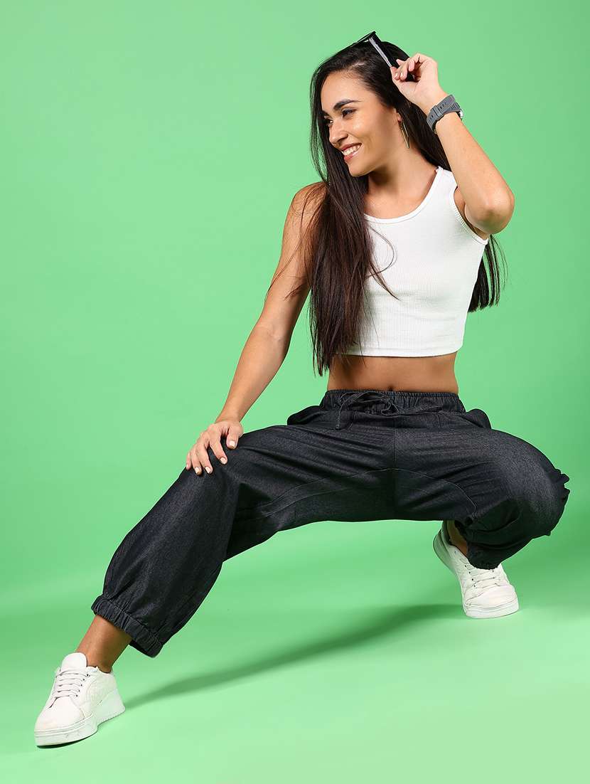 women solid mid rise relaxed fit jogger - 21936860 -  Standard Image - 5