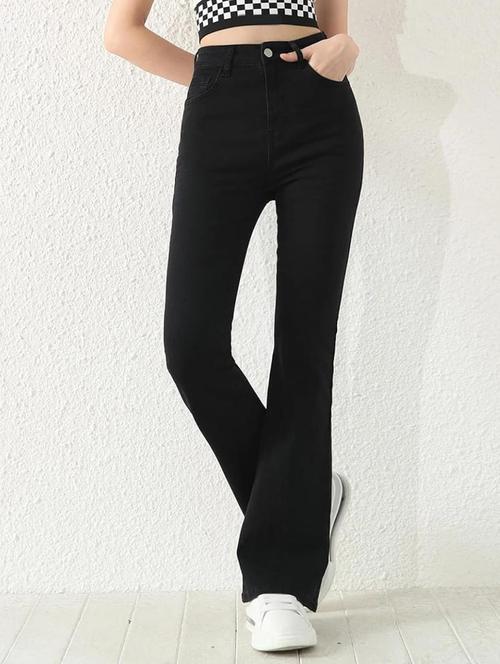 women black solid high rise bootcut jean - 21936892 -  Standard Image - 0