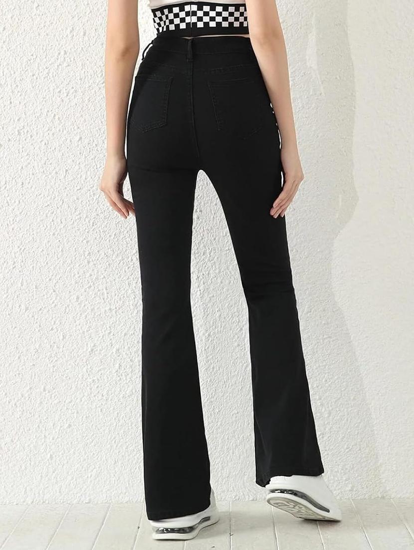 women black solid high rise bootcut jean - 21936892 - Standard Image - 3