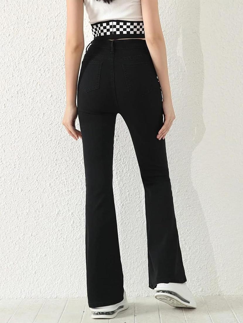 women solid high rise bootcut jean - 21936945 - Standard Image - 3