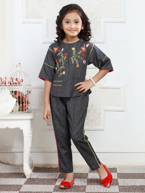 girls embroidered top & trouser co-ords set - 21938417 -  Standard Image - 0