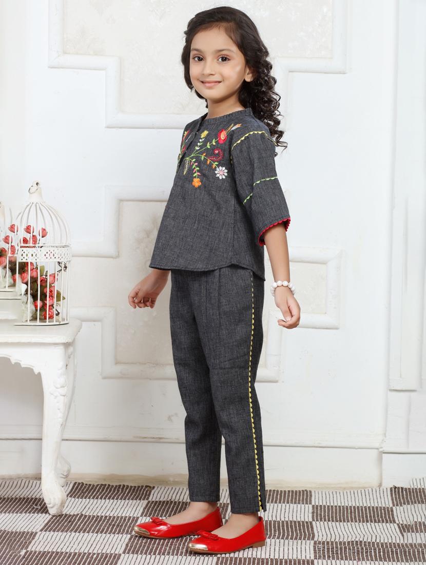 girls embroidered top & trouser co-ords set - 21938417 - Standard Image - 3
