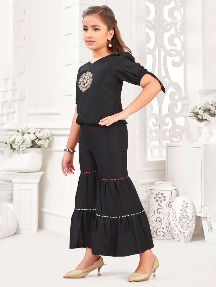 girls embroidered top & trouser co-ord set - 21938421 -  Standard Image - 3
