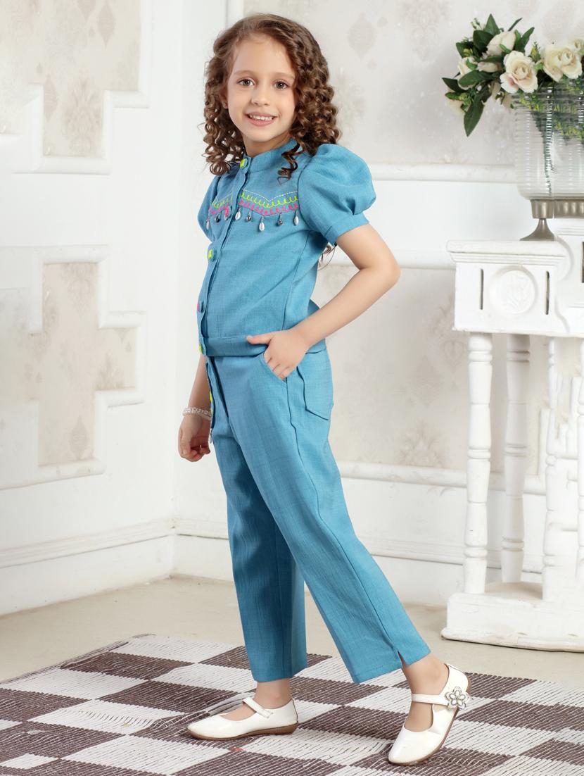 girls embroidered top & trouser co-ord set - 21938425 - Standard Image - 3