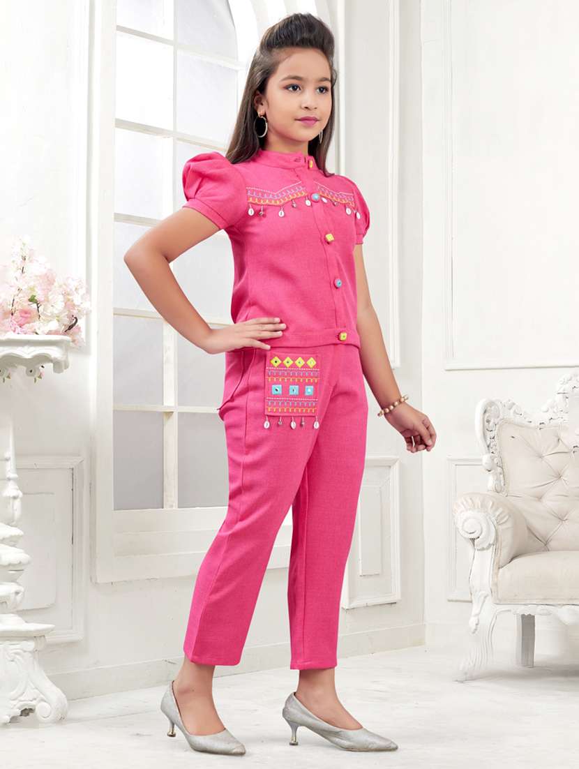 girls embroidered top & trouser co-ord set - 21938427 -  Standard Image - 5
