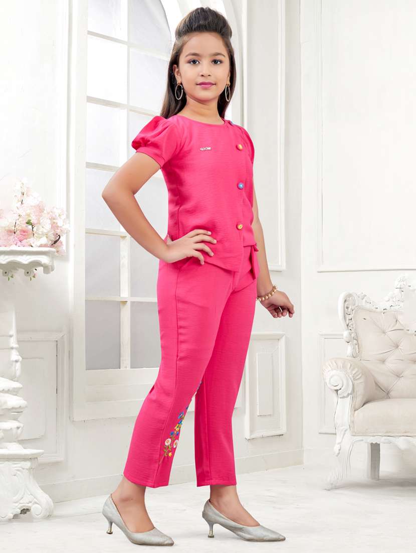 girls embroidered top & trouser co-ord set - 21938431 -  Standard Image - 3