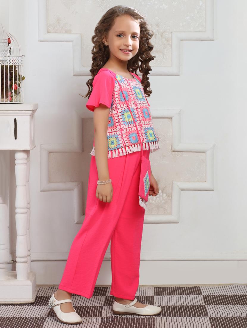girls embroidered top & trouser co-ord set - 21938433 - Standard Image - 3