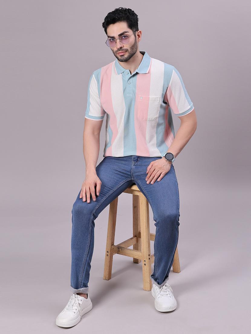 men striped short sleeve regular fit polo t-shirt - 21938499 - Standard Image - 3