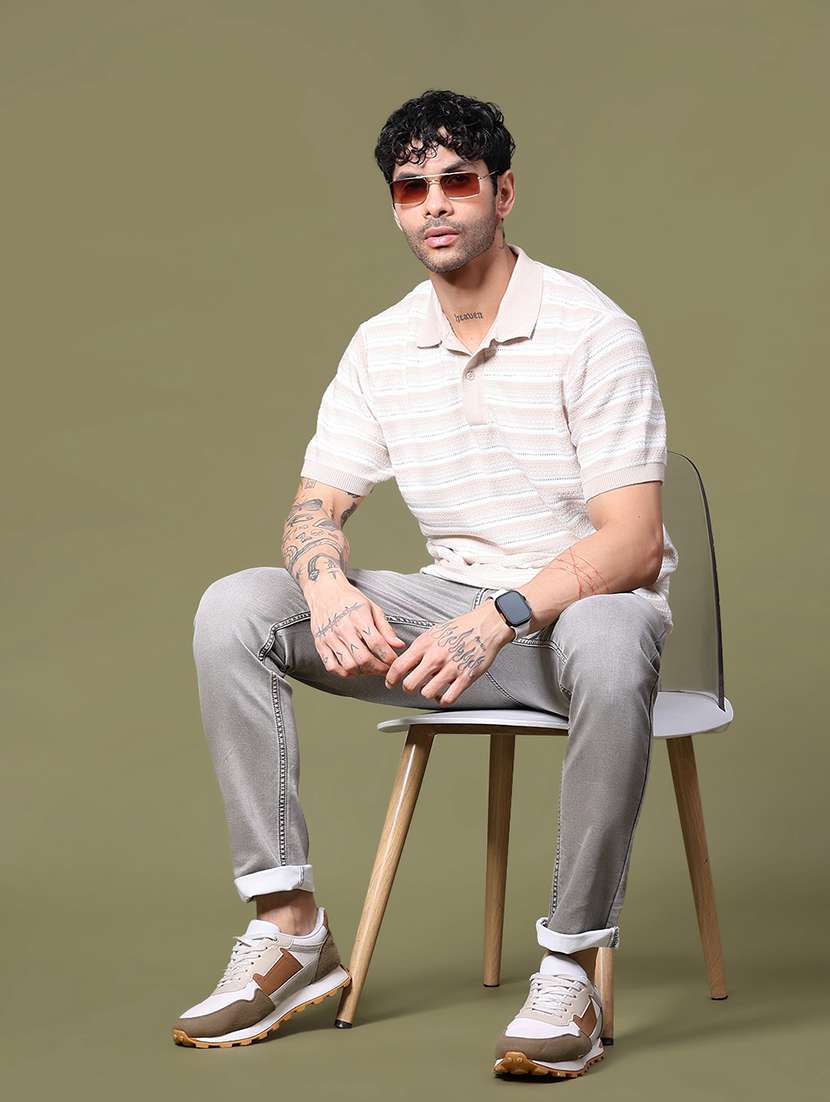 men striped short sleeve regular fit polo t-shirt - 21938500 - Standard Image - 3