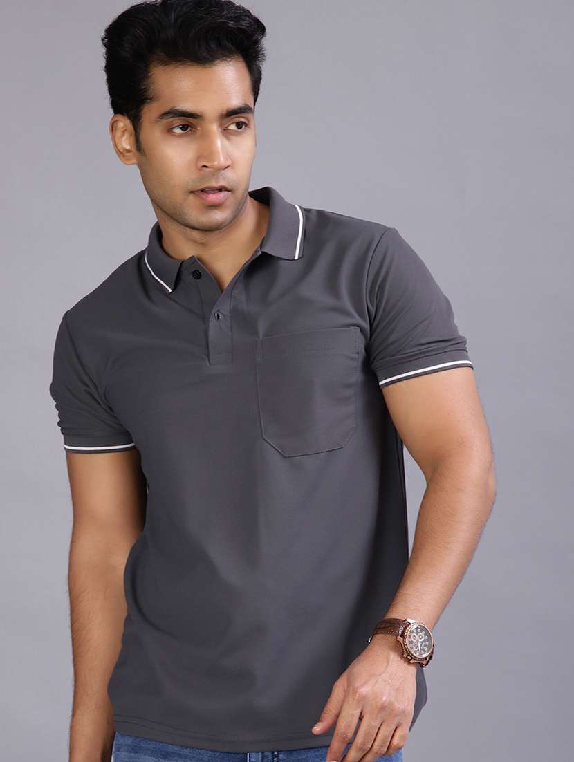 men solid short sleeve regular fit polo t-shirt