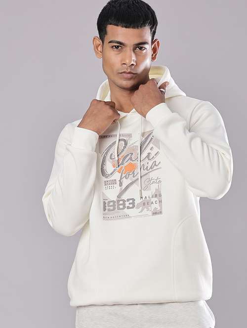 men front print long sleev hooded sweatshirt - 21938563 -  Standard Image - 0