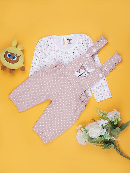 girls printed t-shirt and dungree set - 21938565 - Standard Image - 0