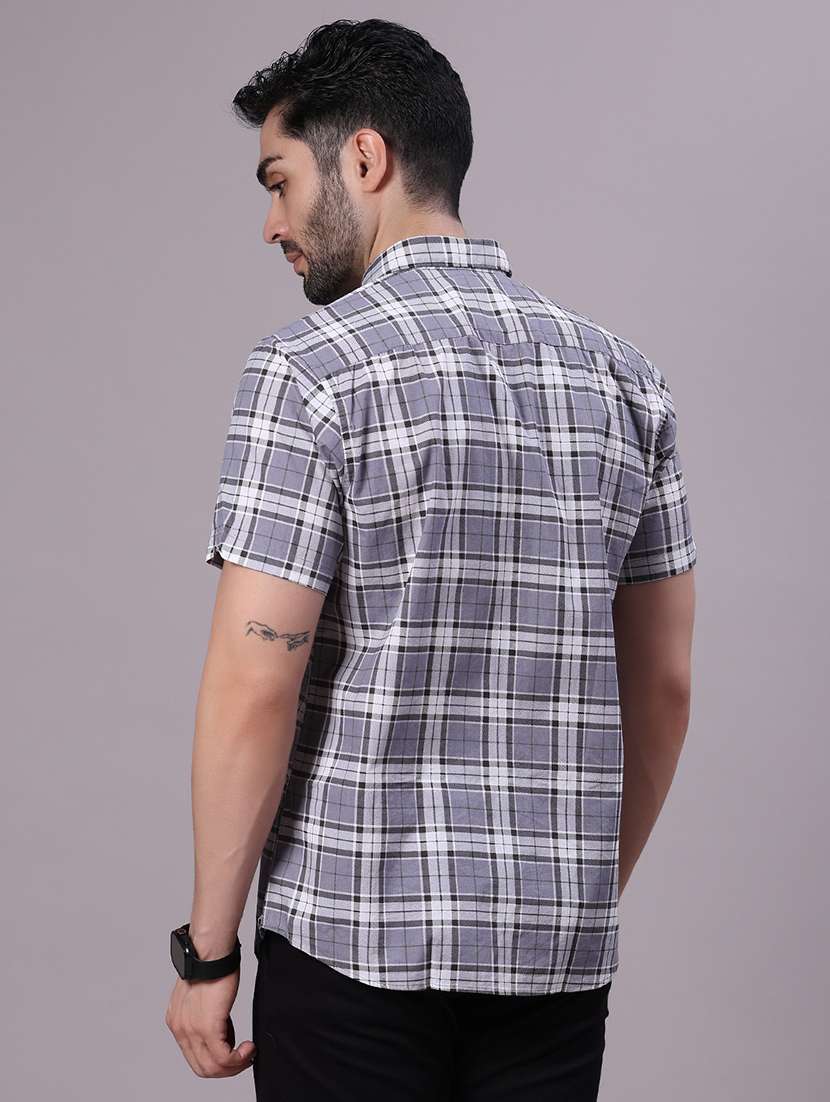 men checkered collared shorts sleeve shirt - 21938568 -  Standard Image - 3