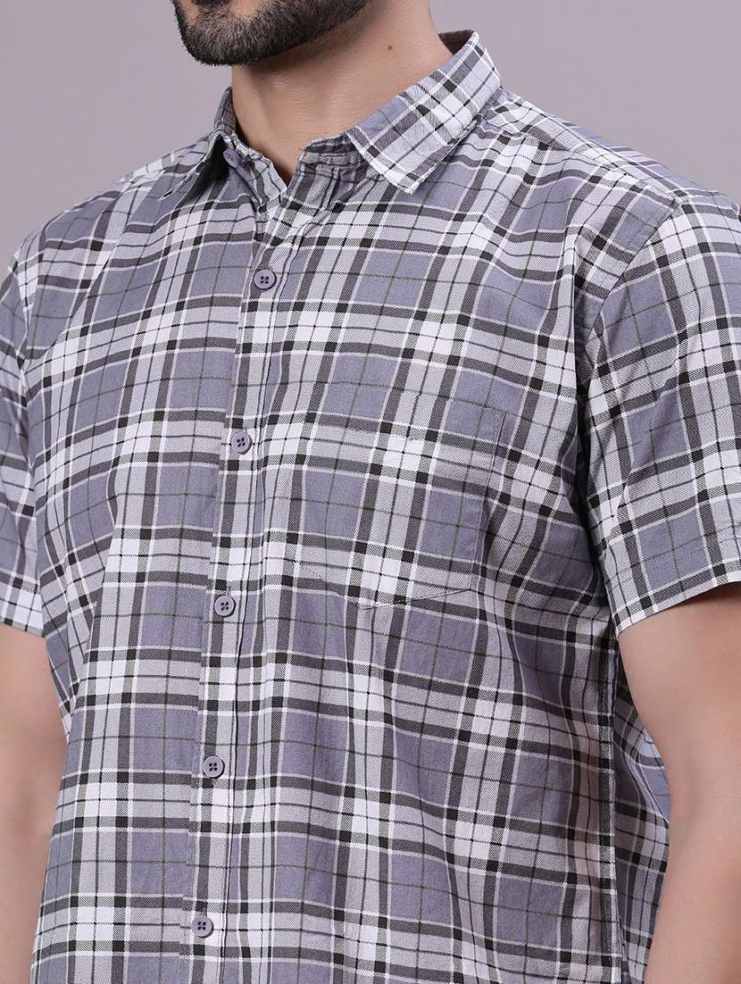 men checkered collared shorts sleeve shirt - 21938568 -  Standard Image - 5