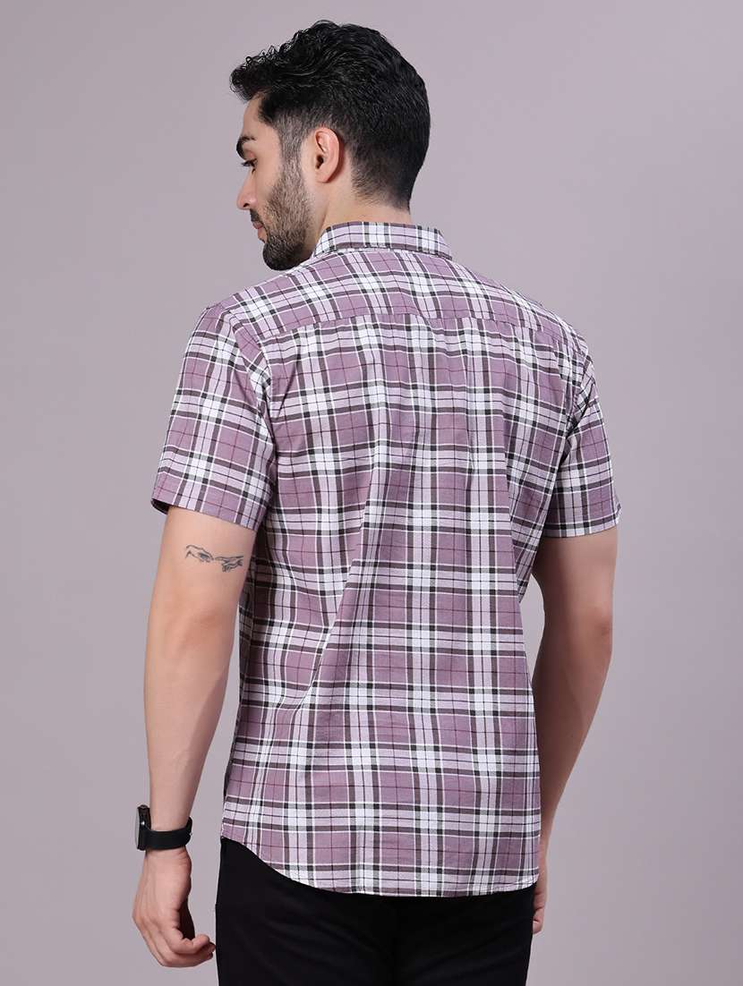 men checkered collared shorts sleeve shirt - 21938570 -  Standard Image - 3