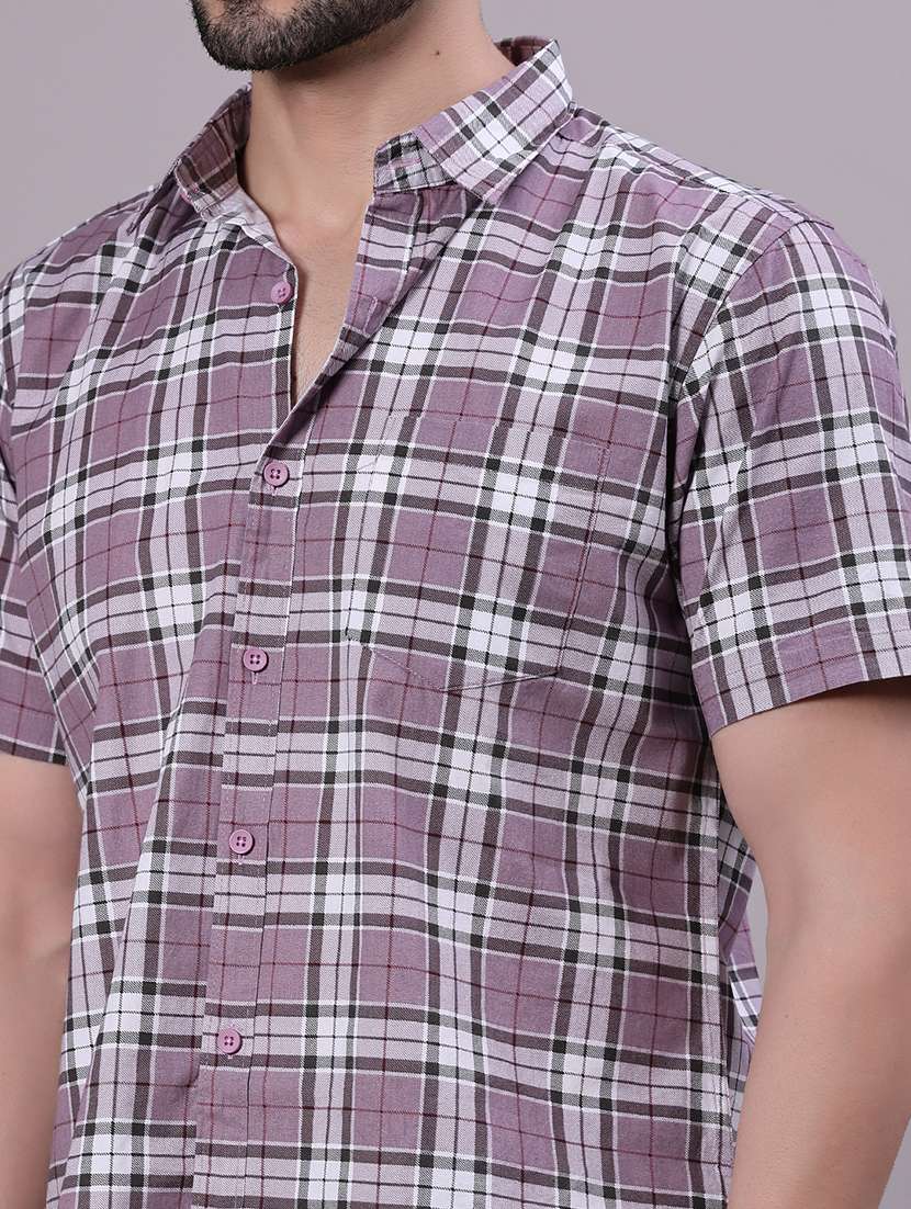 men checkered collared shorts sleeve shirt - 21938570 -  Standard Image - 5