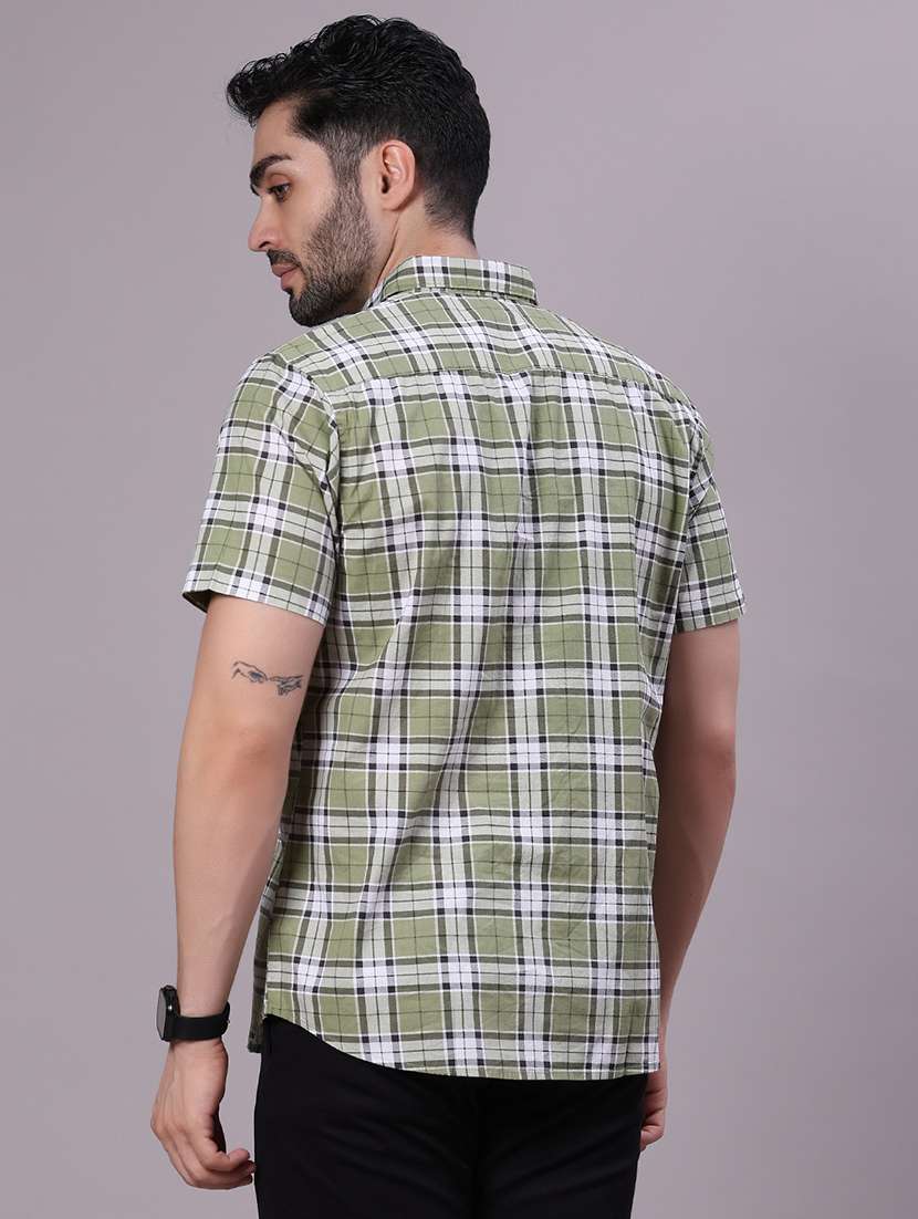 men checkered collared shorts sleeve shirt - 21938571 -  Standard Image - 3
