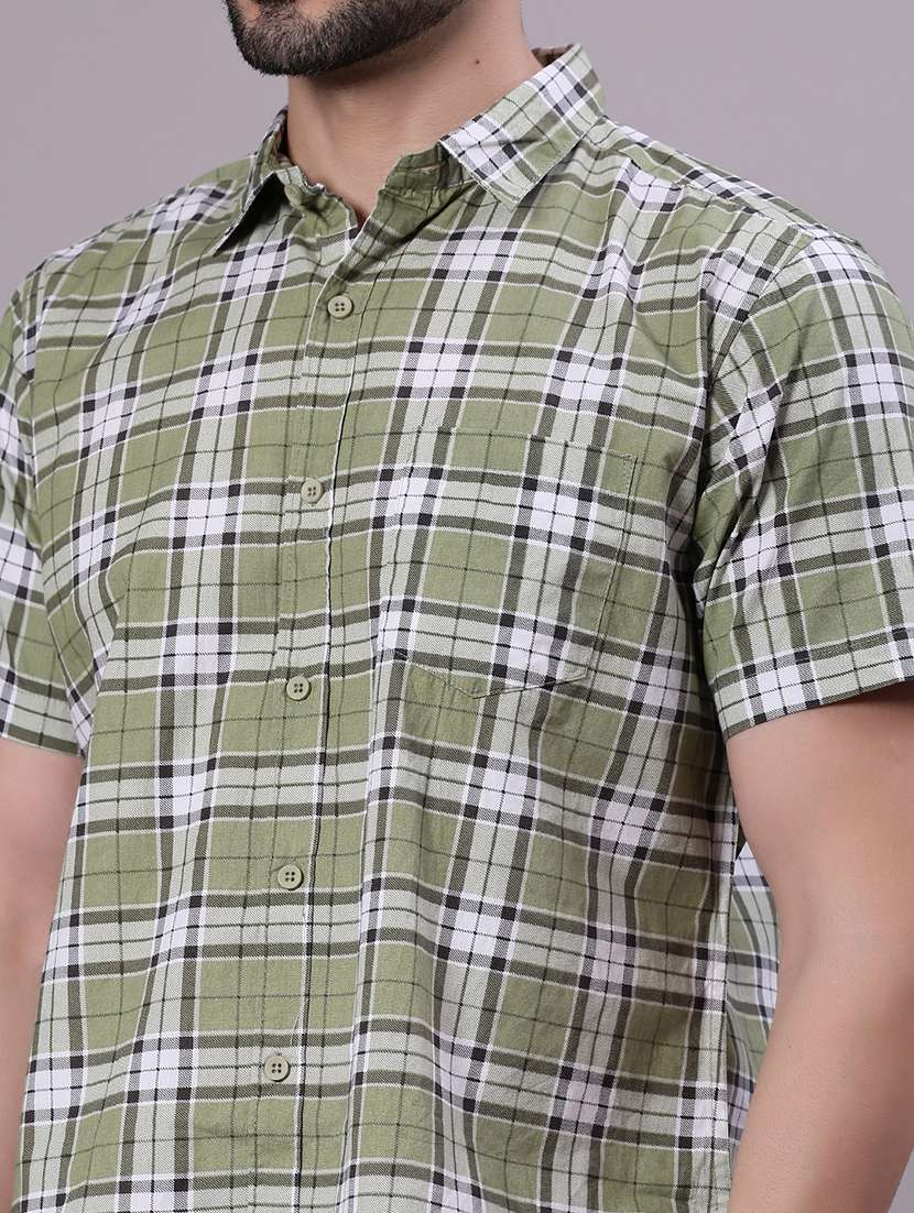 men checkered collared shorts sleeve shirt - 21938571 -  Standard Image - 5