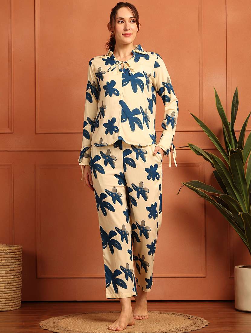 women printed nightwear pyjama set
