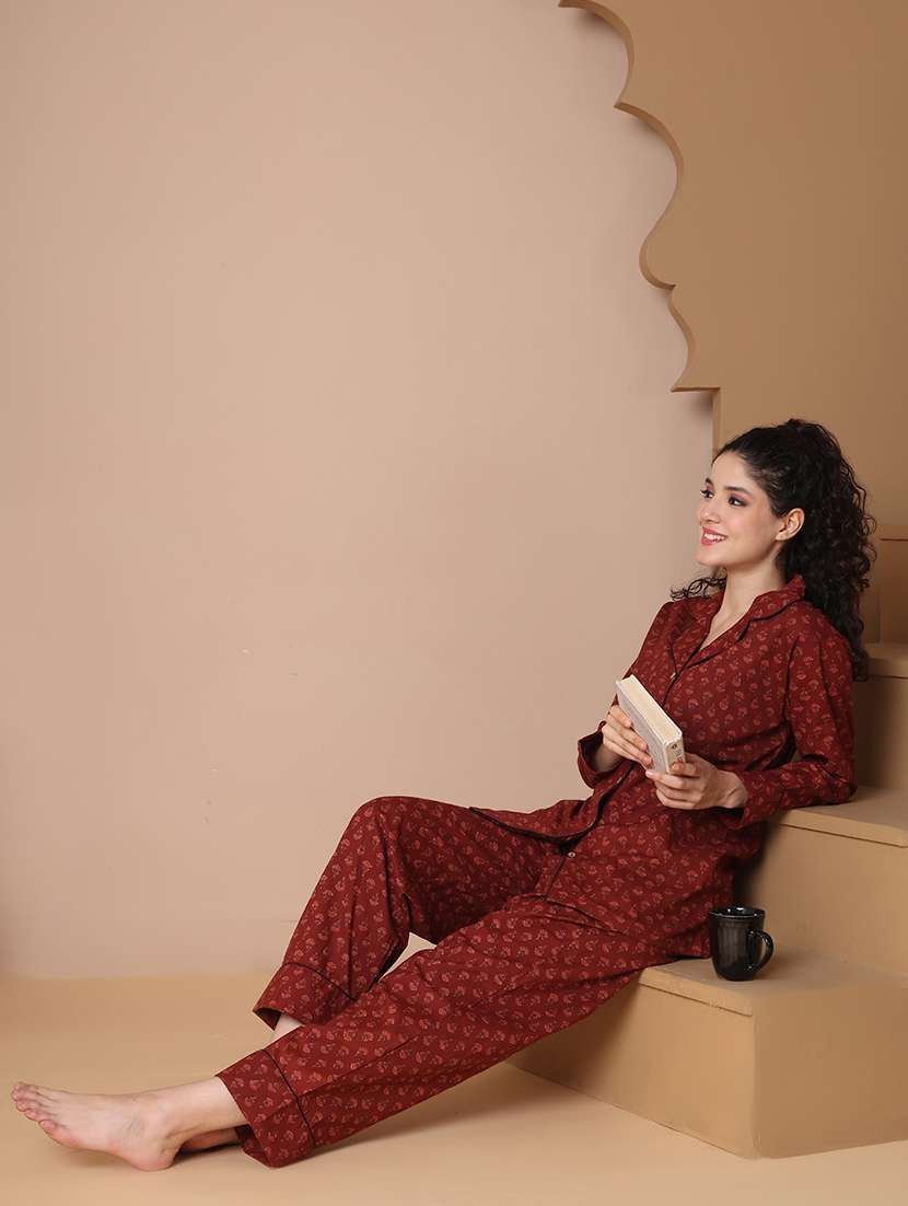 women printed nightwear pyjama set - 21938665 -  Standard Image - 3