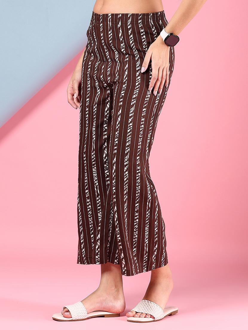 women printed mid rise straight palazzo - 21938736 - Standard Image - 3