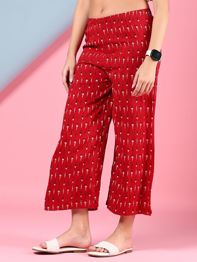 women printed mid rise straight palazzo - 21938737 - Standard Image - 3