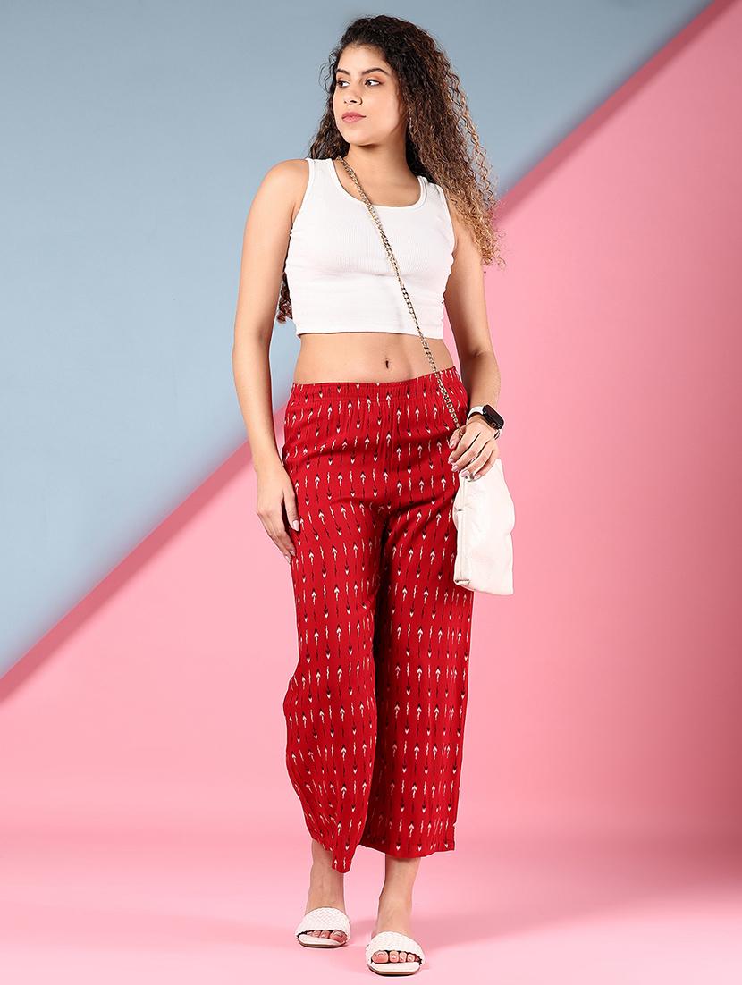 women printed mid rise straight palazzo - 21938737 - Standard Image - 5