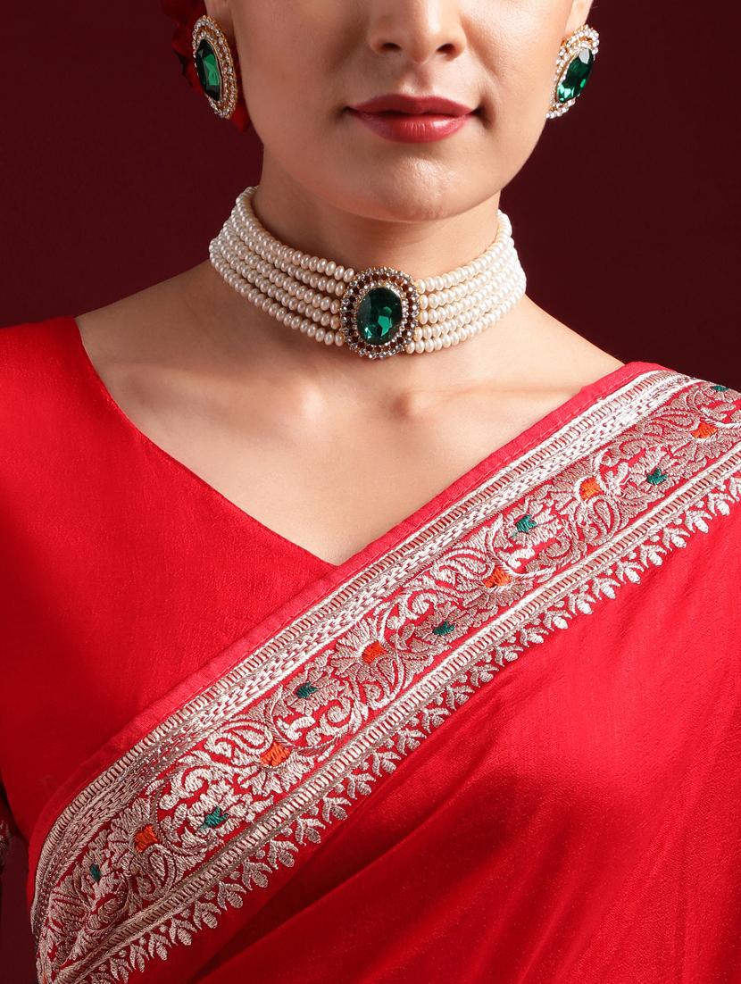 women solid with bordered saree with blouse - 21938864 - Standard Image - 5