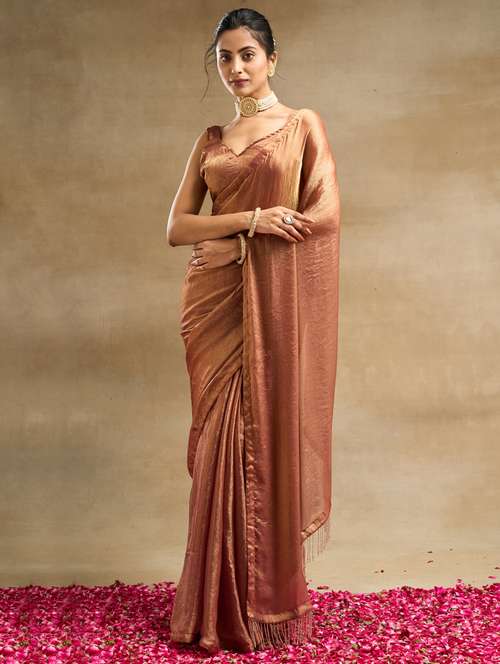 women solid embellished saree with blouse - 21939097 -  Standard Image - 0