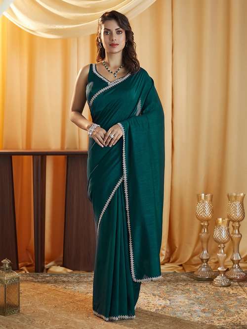 women solid plain saree with blouse - 21939164 -  Standard Image - 0