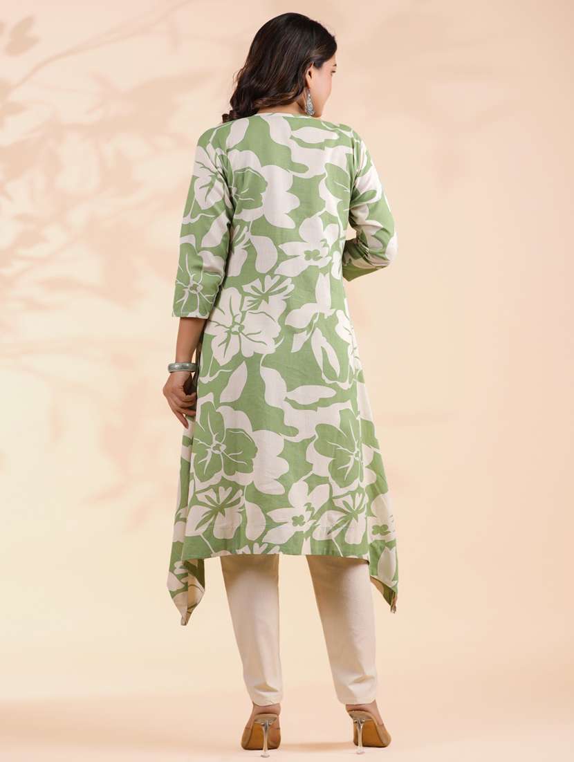 women three quarter sleeve kurta pant set - 21939248 -  Standard Image - 5