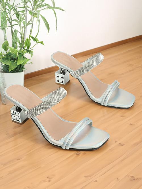 women embellished slip on heel sandal - 21939310 - Standard Image - 0