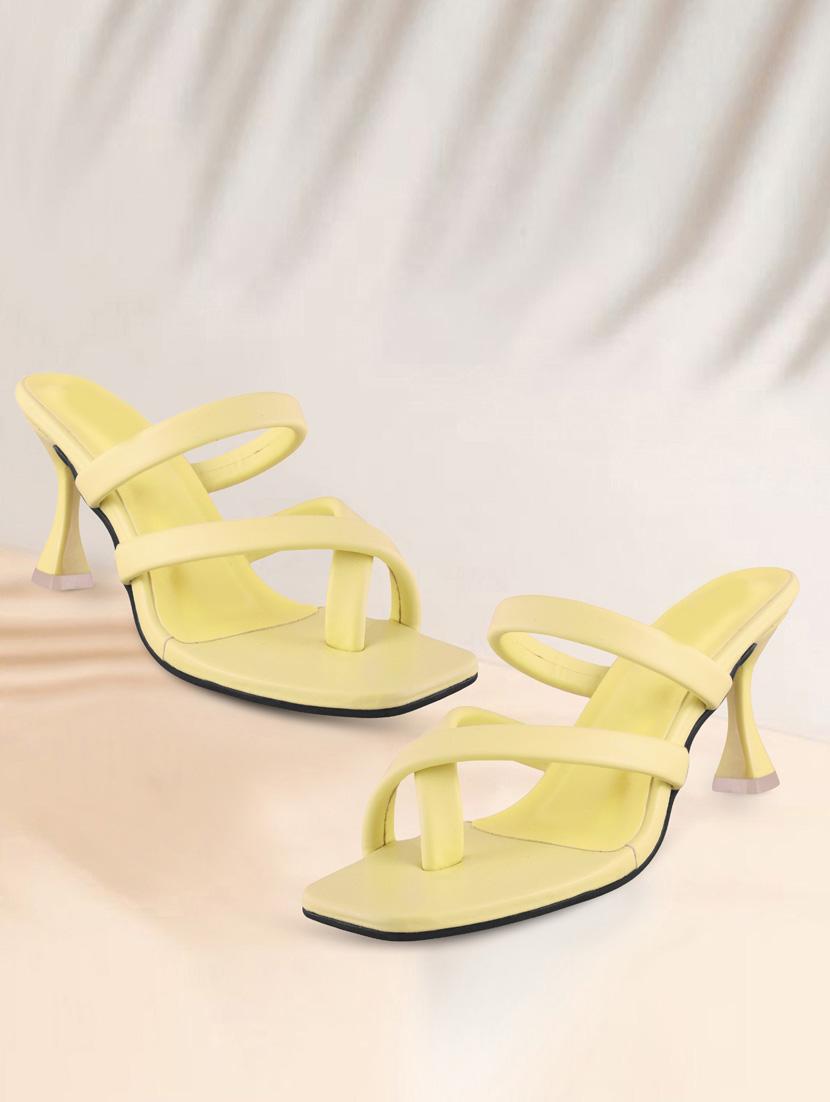women yellow slip on sandal