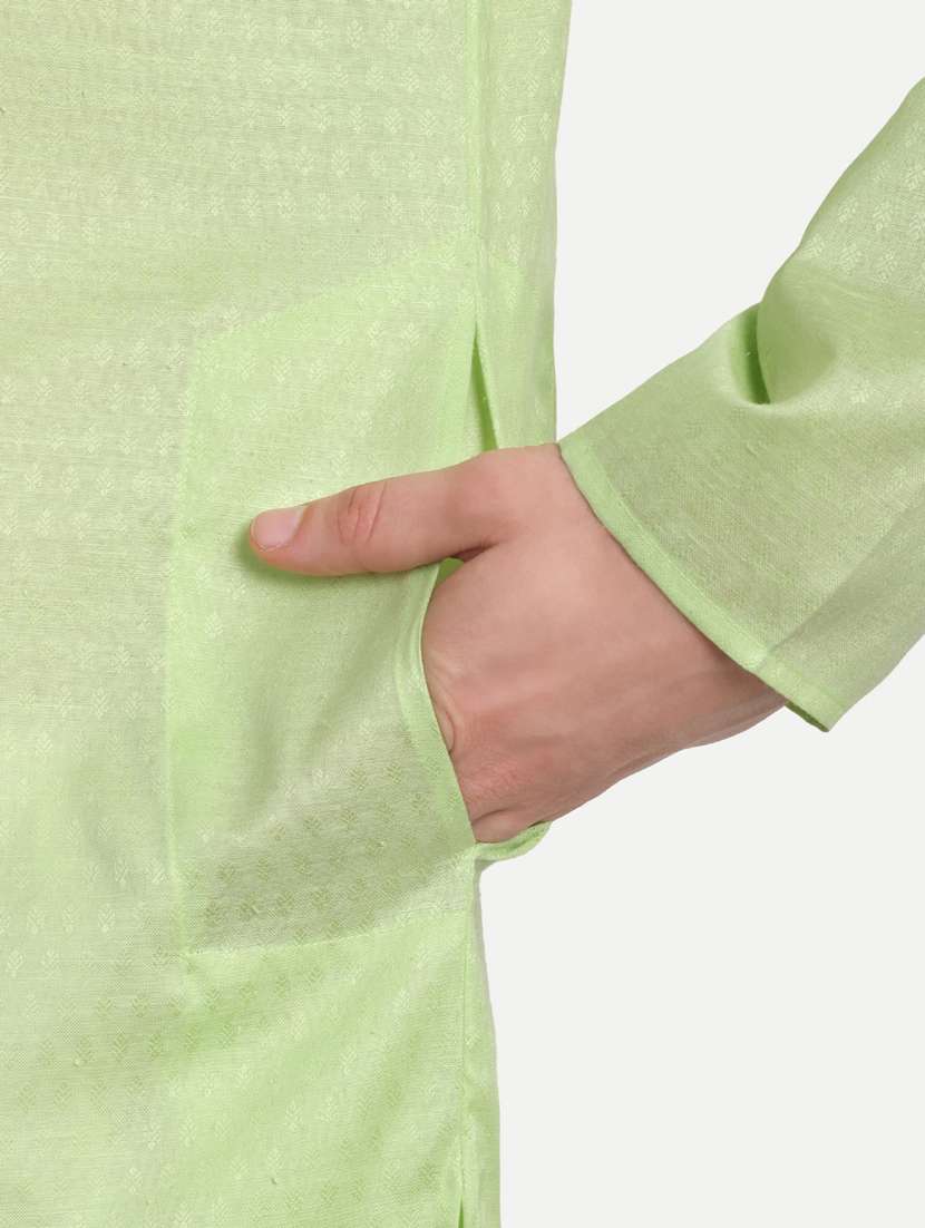 men self design mandarin neck long kurta - 21939320 -  Standard Image - 3