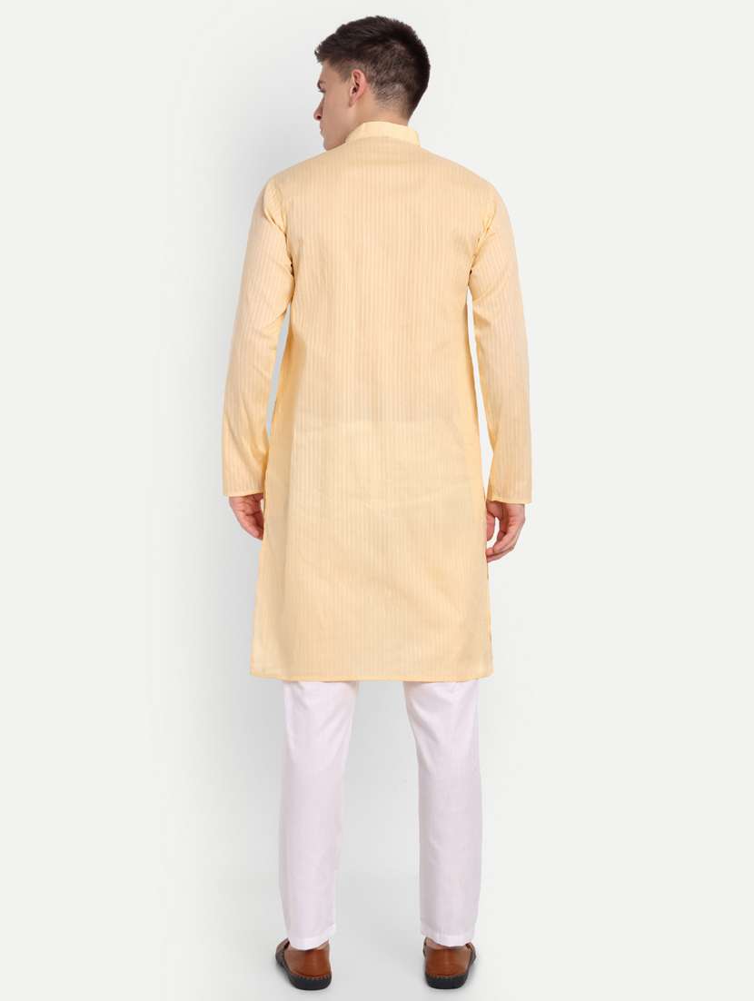 men striped mandarin neck long kurta - 21939324 -  Standard Image - 5