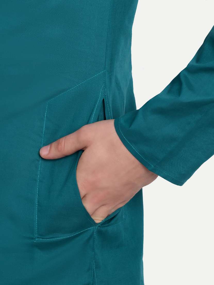 men solid mandarin neck long kurta - 21939328 -  Standard Image - 3