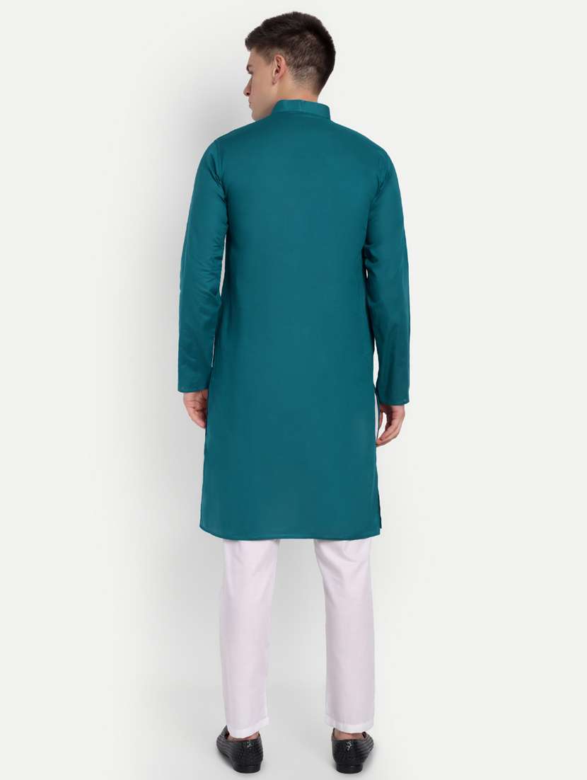 men solid mandarin neck long kurta - 21939328 -  Standard Image - 5