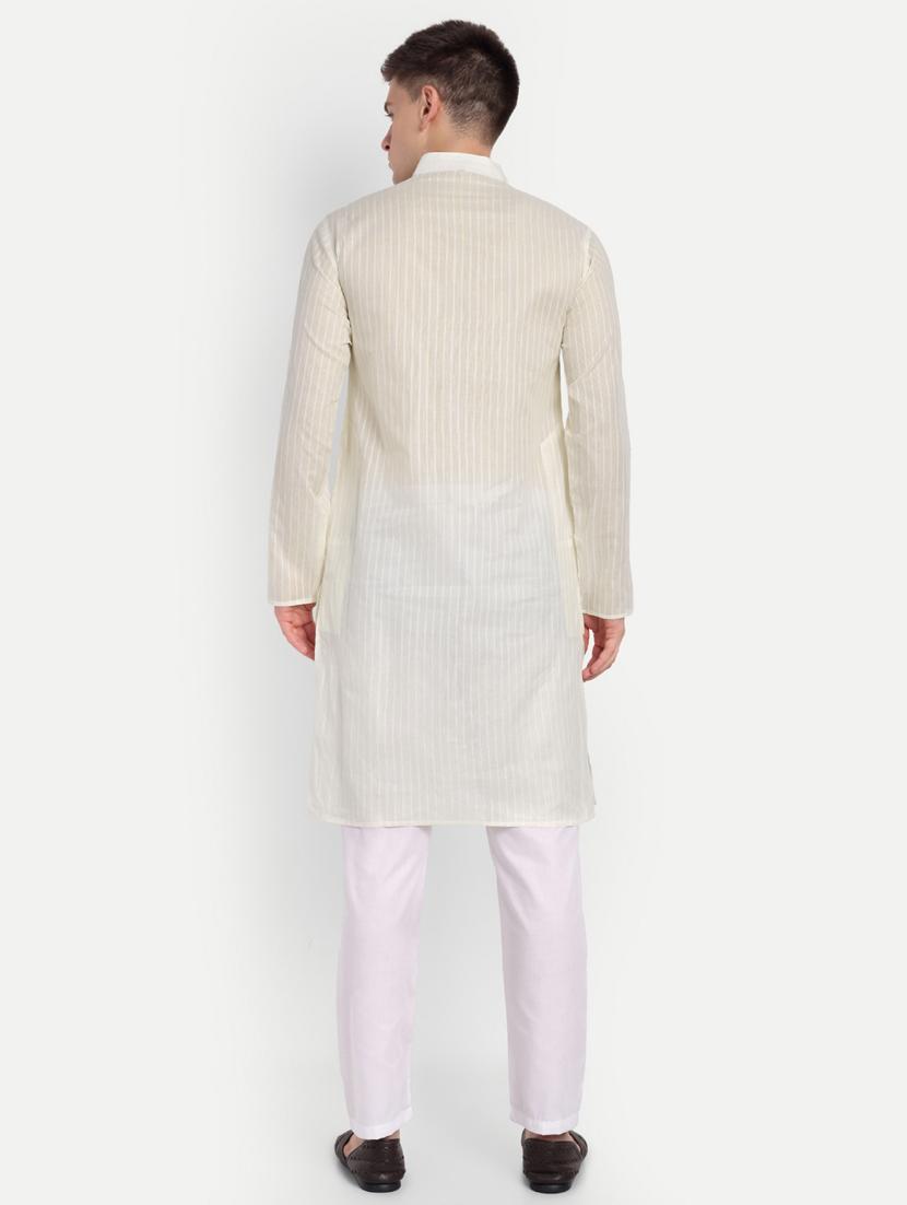 men striped mandarin neck long kurta - 21939330 - Standard Image - 5